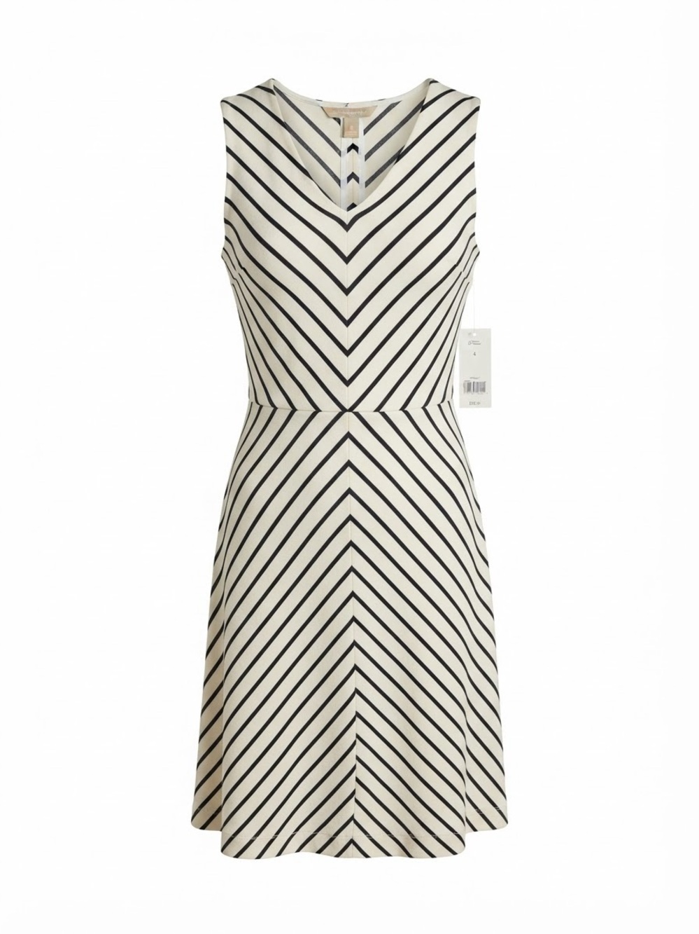 Banana Republic Black and White Striped V-Neck Midi Dress